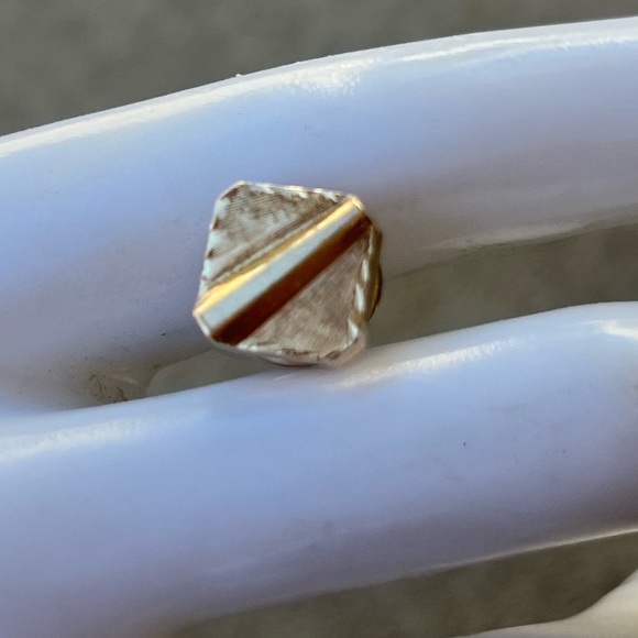 Solid 14k Yellow Gold Square Striped Tie Tack Pin Vintage 2.8 Grams Stamped - Picture 6 of 14